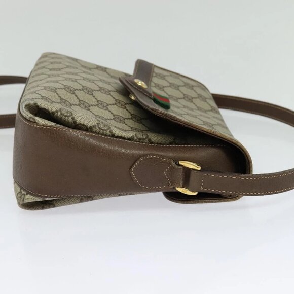 GUCCI GG Supreme Web Sherry Line Bag PVC Beige Gold 904 02 084 Auth 122223 - Picture 6 of 16